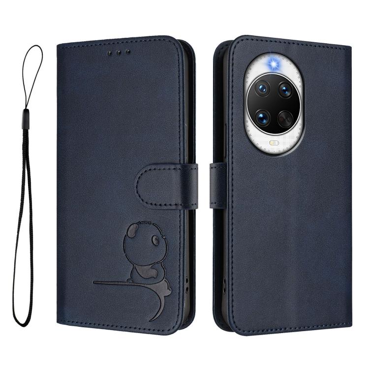 For Huawei nova 14 Ultra Litter Panda Embossing RFID Leather Phone Case with Lanyard
