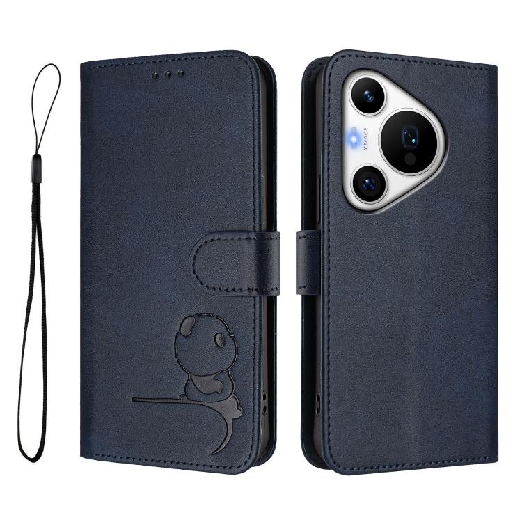 For Huawei Pura 70 Pro / 70 Pro+ Litter Panda Embossing RFID Leather Phone Case with Lanyard