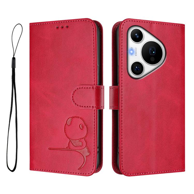 For Huawei Pura 70 Pro / 70 Pro+ Litter Panda Embossing RFID Leather Phone Case with Lanyard