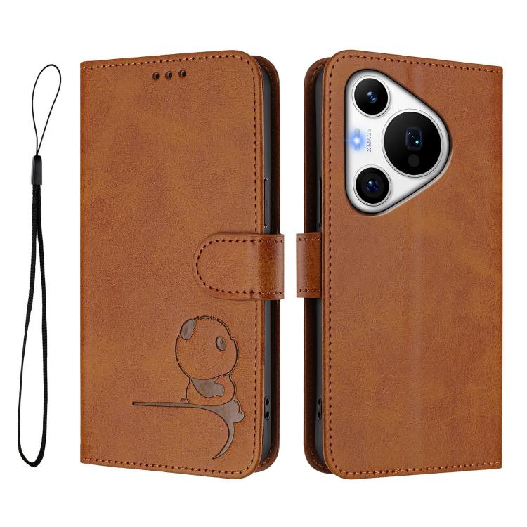 For Huawei Pura 70 Pro / 70 Pro+ Litter Panda Embossing RFID Leather Phone Case with Lanyard