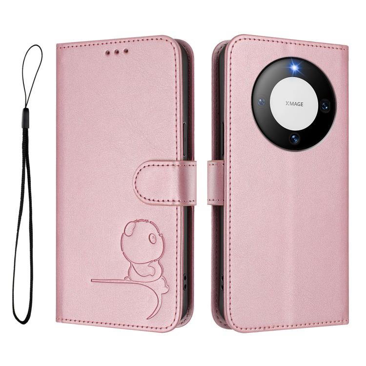 For Huawei Mate 60 Pro / 60 Pro+ Litter Panda Embossing RFID Leather Phone Case with Lanyard
