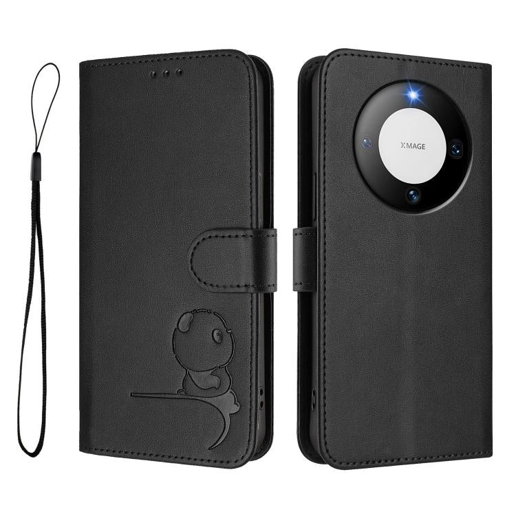 For Huawei Mate 60 Pro / 60 Pro+ Litter Panda Embossing RFID Leather Phone Case with Lanyard