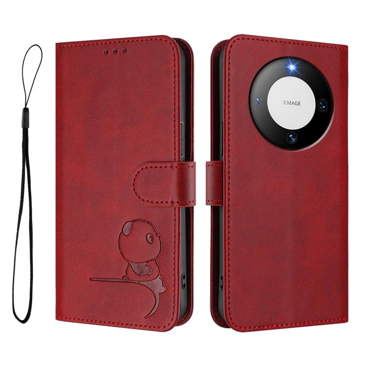 For Huawei Mate 60 Pro / 60 Pro+ Litter Panda Embossing RFID Leather Phone Case with Lanyard
