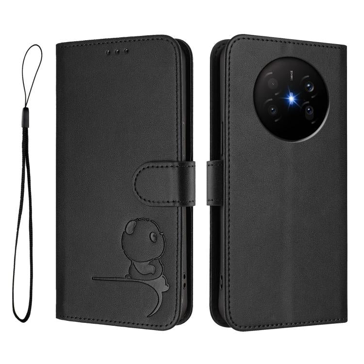 For Huawei Mate 70 Air Litter Panda Embossing RFID Leather Phone Case with Lanyard