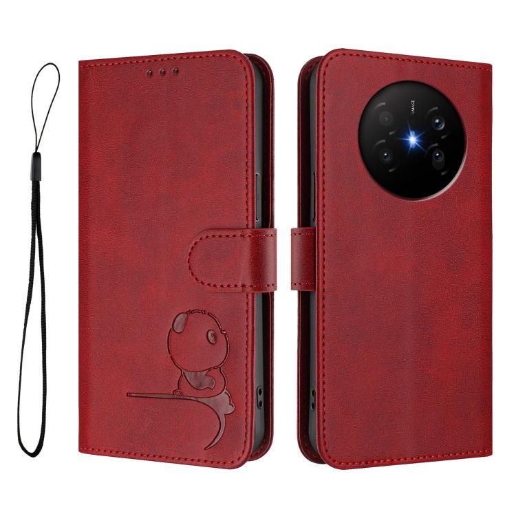 For Huawei Mate 70 Air Litter Panda Embossing RFID Leather Phone Case with Lanyard