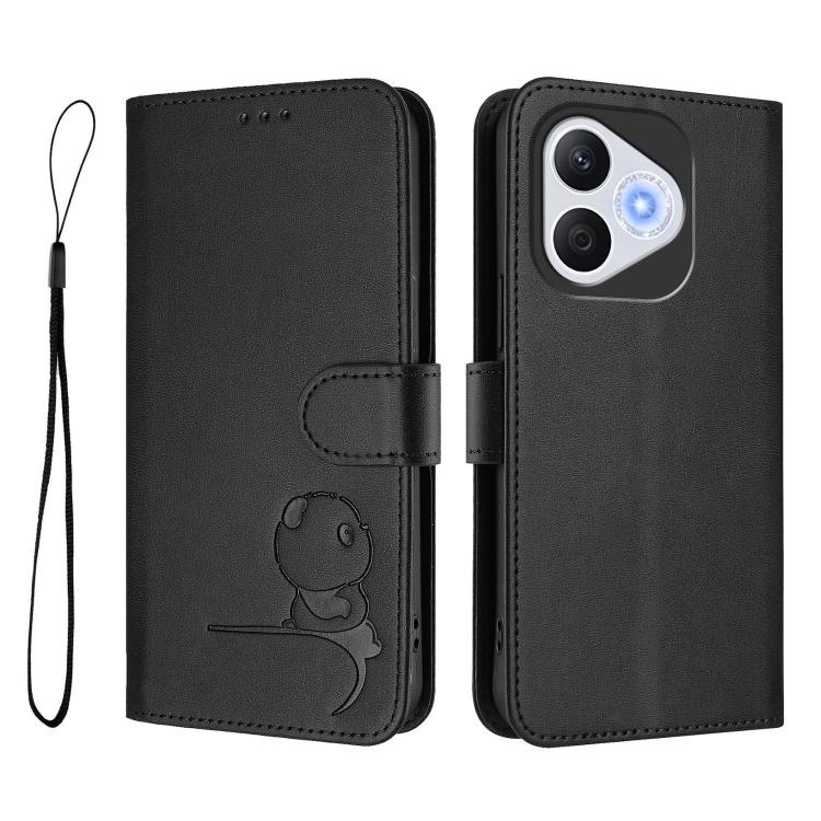 For Honor 400 Lite Global Litter Panda Embossing RFID Leather Phone Case with Lanyard