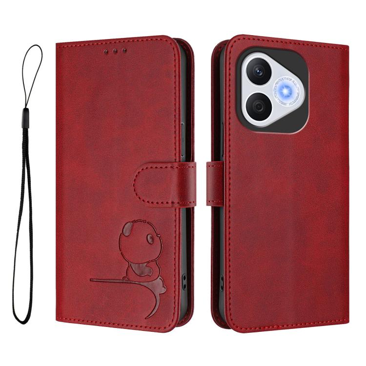 For Honor 400 Lite Global Litter Panda Embossing RFID Leather Phone Case with Lanyard