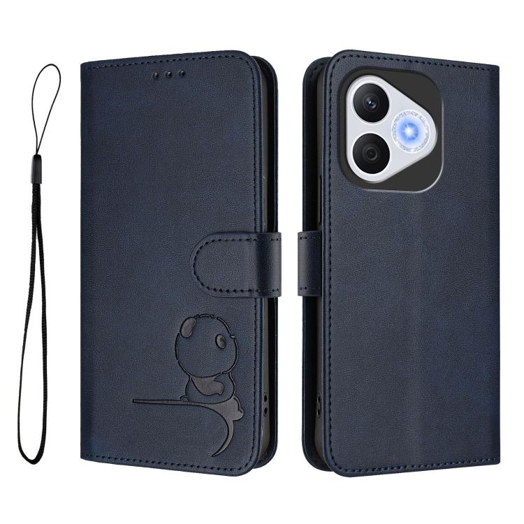 For Honor 400 Lite Global Litter Panda Embossing RFID Leather Phone Case with Lanyard