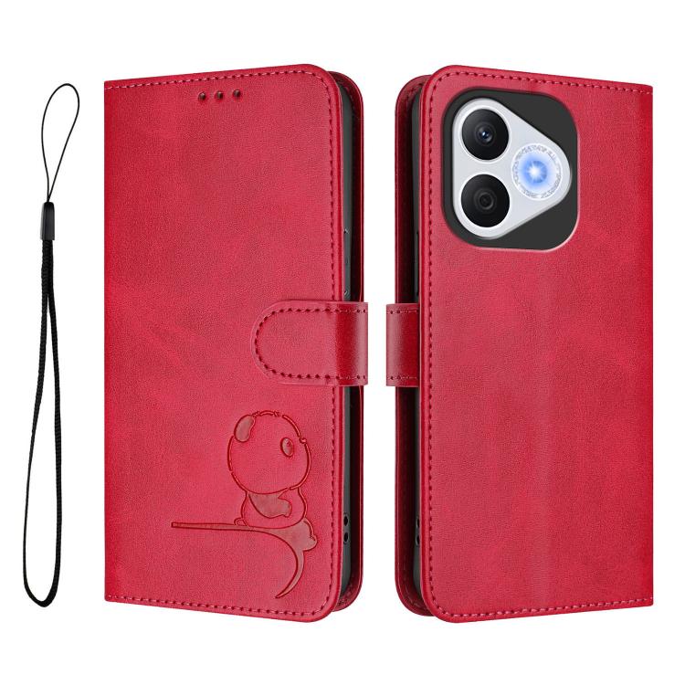 For Honor 400 Lite Global Litter Panda Embossing RFID Leather Phone Case with Lanyard