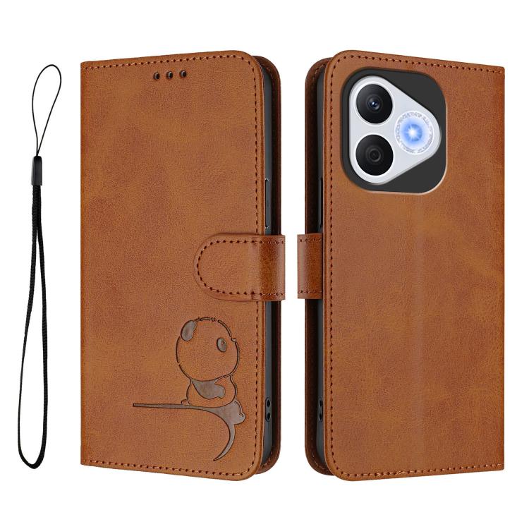 For Honor 400 Lite Global Litter Panda Embossing RFID Leather Phone Case with Lanyard