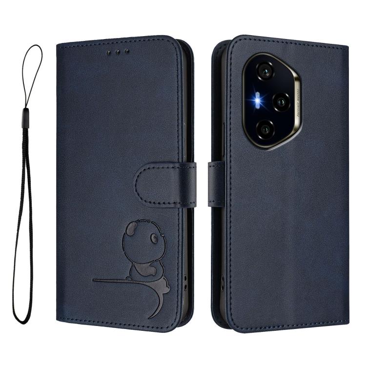 For Honor 400 Global 156.5mm Litter Panda Embossing RFID Leather Phone Case with Lanyard