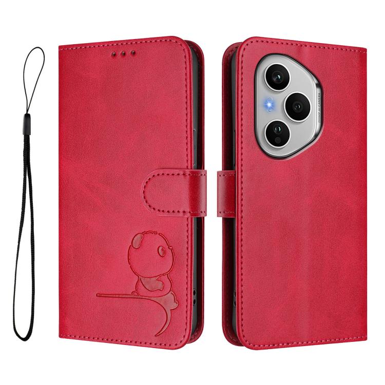 For Honor 400 Pro Global 160.8mm Litter Panda Embossing RFID Leather Phone Case with Lanyard