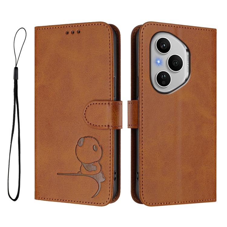 For Honor 400 Pro Global 160.8mm Litter Panda Embossing RFID Leather Phone Case with Lanyard