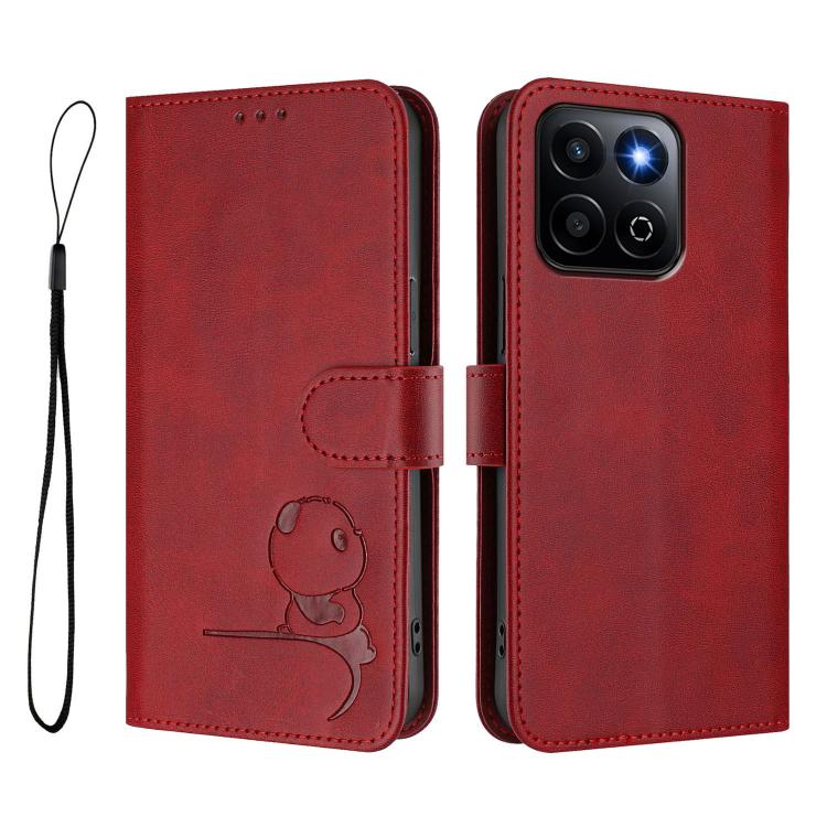 For Honor 200 Smart 5G / X7c 4G Litter Panda Embossing RFID Leather Phone Case with Lanyard