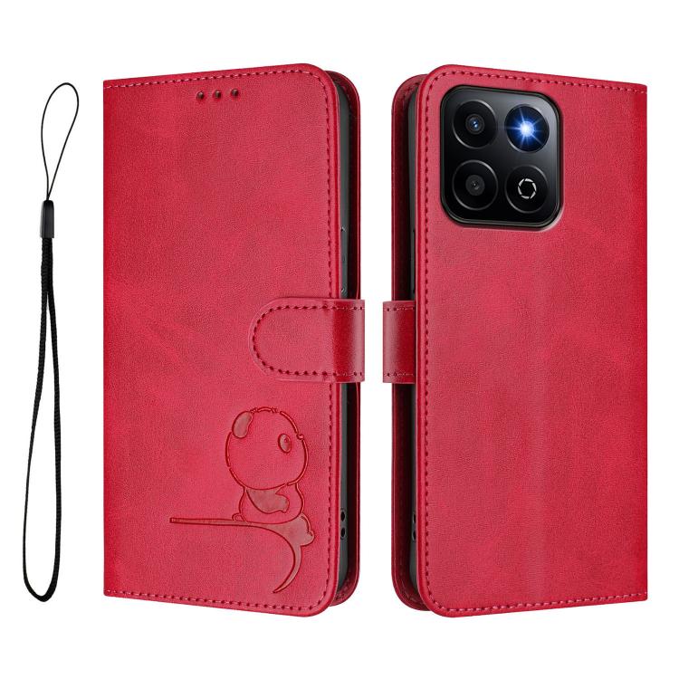 For Honor 200 Smart 5G / X7c 4G Litter Panda Embossing RFID Leather Phone Case with Lanyard
