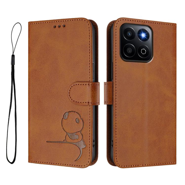 For Honor 200 Smart 5G / X7c 4G Litter Panda Embossing RFID Leather Phone Case with Lanyard