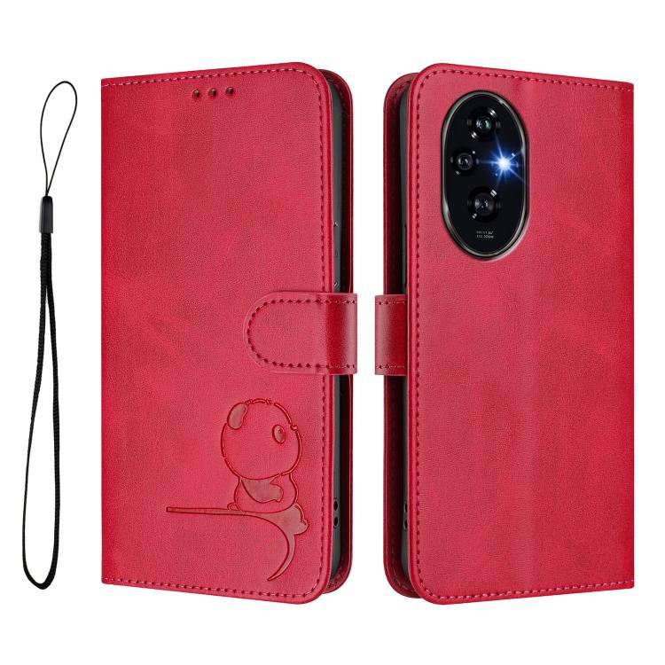 For Honor 200 Pro Litter Panda Embossing RFID Leather Phone Case with Lanyard