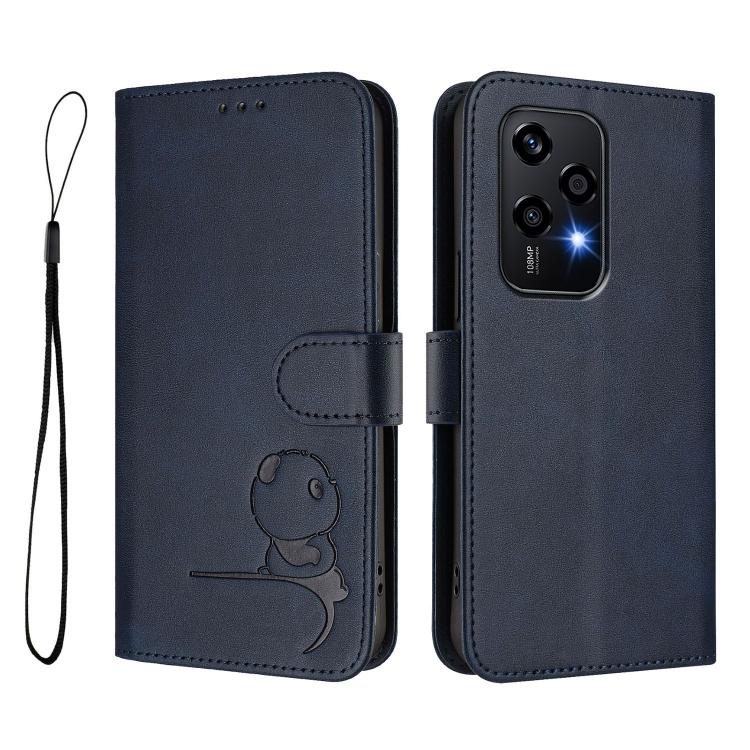 For Honor 200 Lite Global Litter Panda Embossing RFID Leather Phone Case with Lanyard