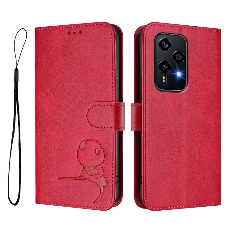 For Honor 200 Lite Global Litter Panda Embossing RFID Leather Phone Case with Lanyard
