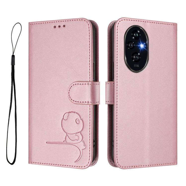 For Honor 200 Litter Panda Embossing RFID Leather Phone Case with Lanyard