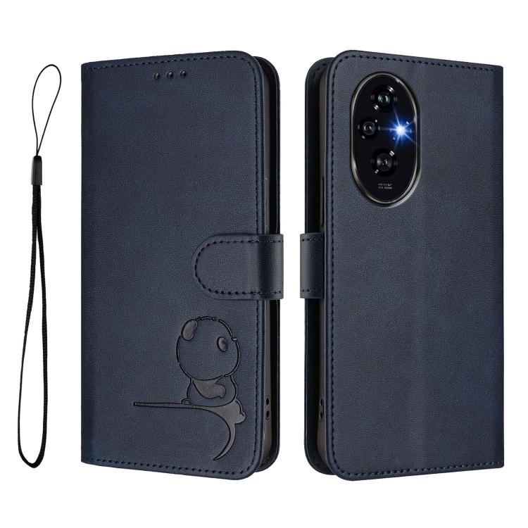 For Honor 200 Litter Panda Embossing RFID Leather Phone Case with Lanyard