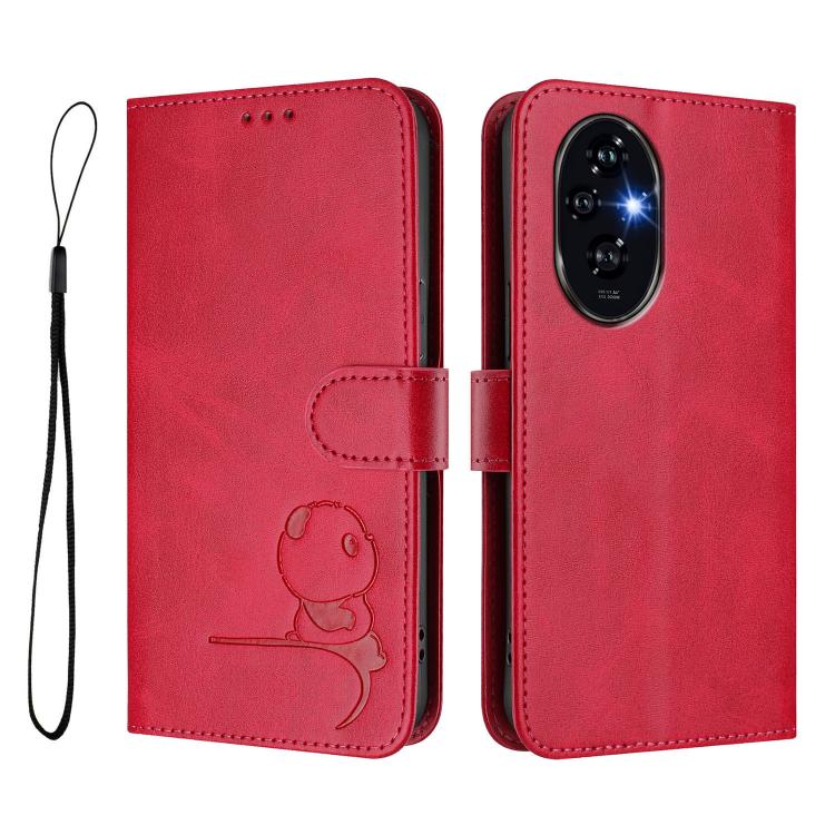 For Honor 200 Litter Panda Embossing RFID Leather Phone Case with Lanyard