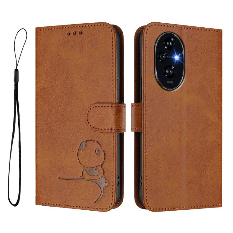 For Honor 200 Litter Panda Embossing RFID Leather Phone Case with Lanyard