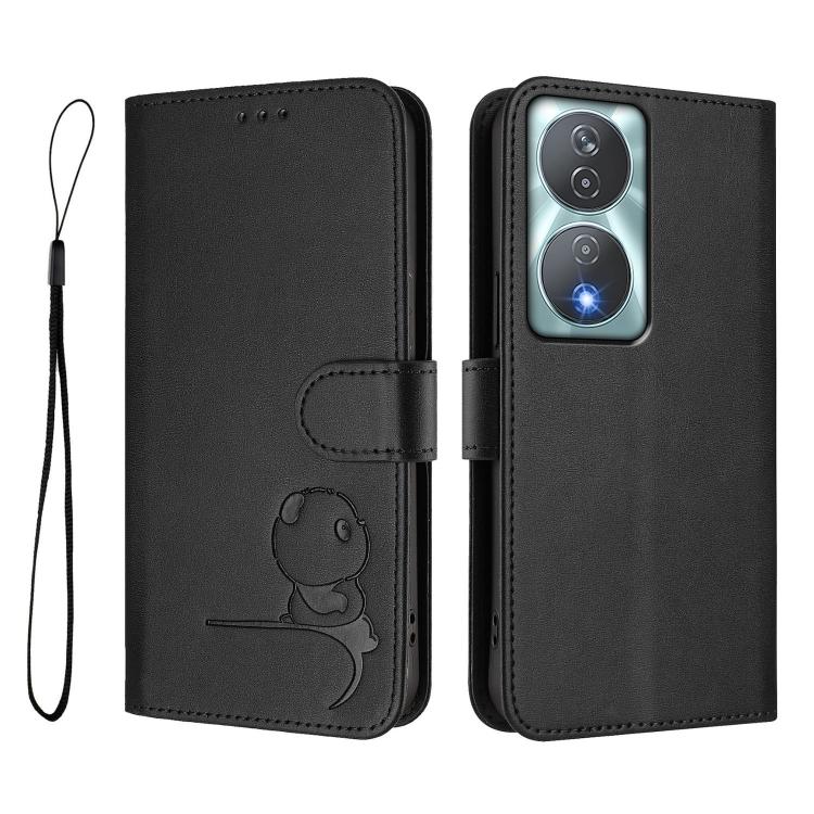 For Honor 90 Smart / X7b 5G / X7b 4G Litter Panda Embossing RFID Leather Phone Case with Lanyard