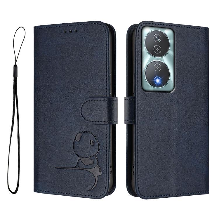 For Honor 90 Smart / X7b 5G / X7b 4G Litter Panda Embossing RFID Leather Phone Case with Lanyard