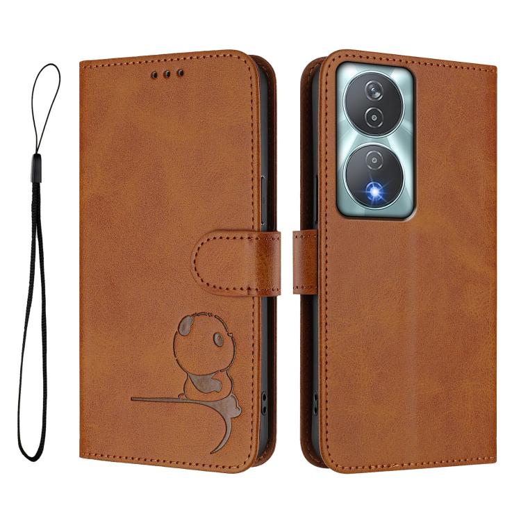 For Honor 90 Smart / X7b 5G / X7b 4G Litter Panda Embossing RFID Leather Phone Case with Lanyard