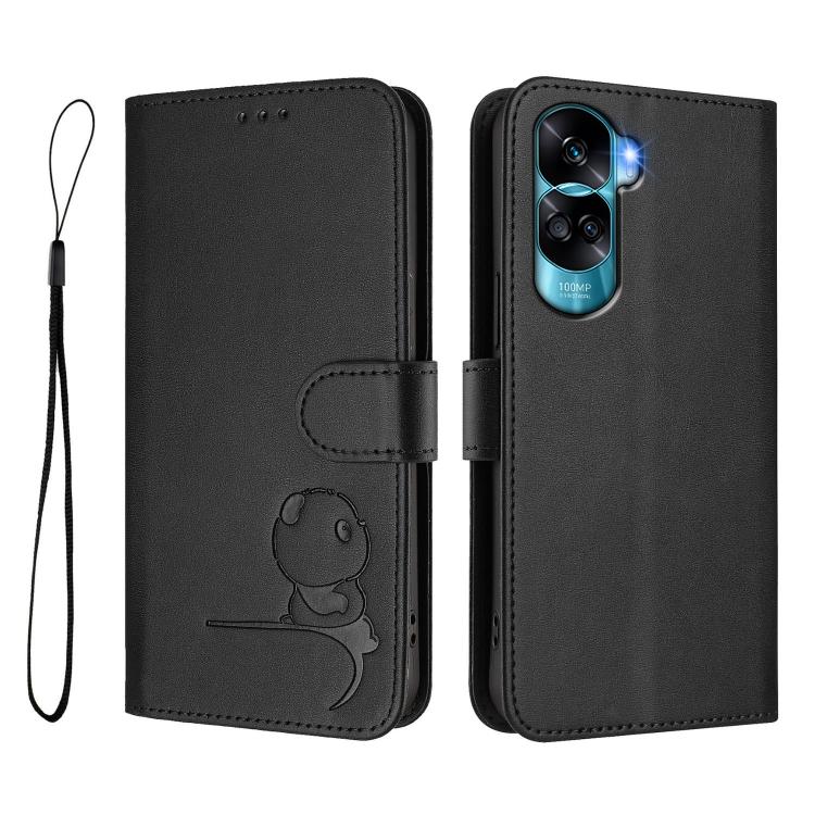 For Honor 90 Lite /  X50i Litter Panda Embossing RFID Leather Phone Case with Lanyard