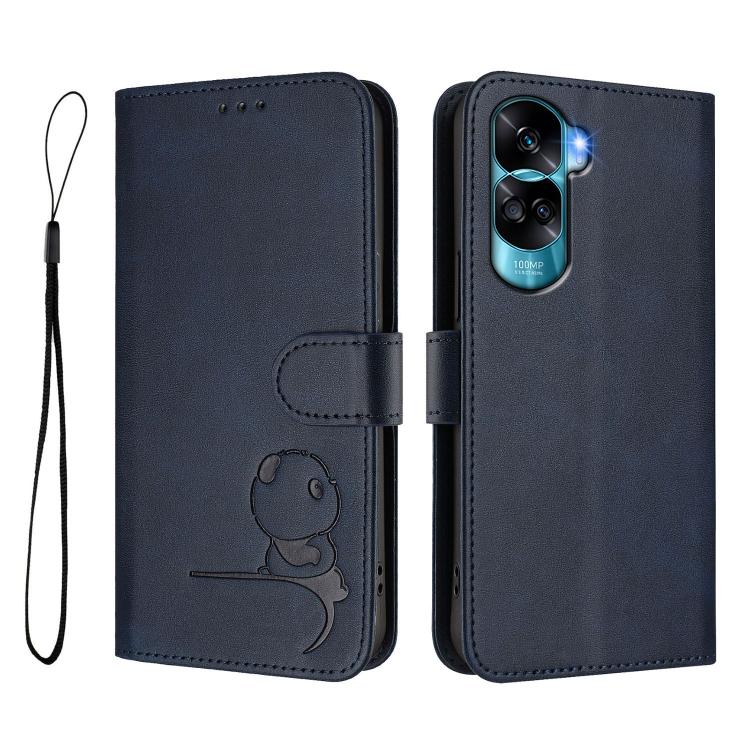 For Honor 90 Lite /  X50i Litter Panda Embossing RFID Leather Phone Case with Lanyard