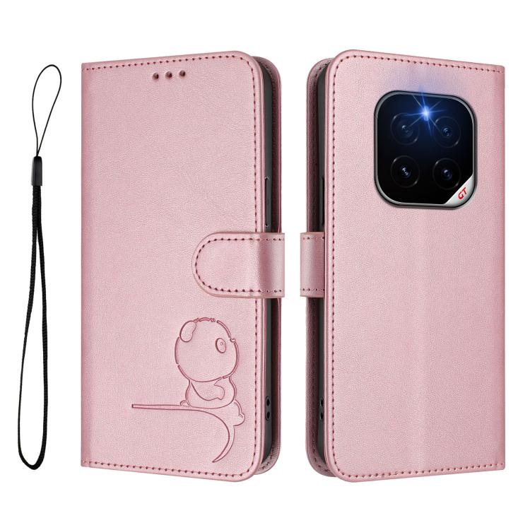For Honor GT Pro Litter Panda Embossing RFID Leather Phone Case with Lanyard