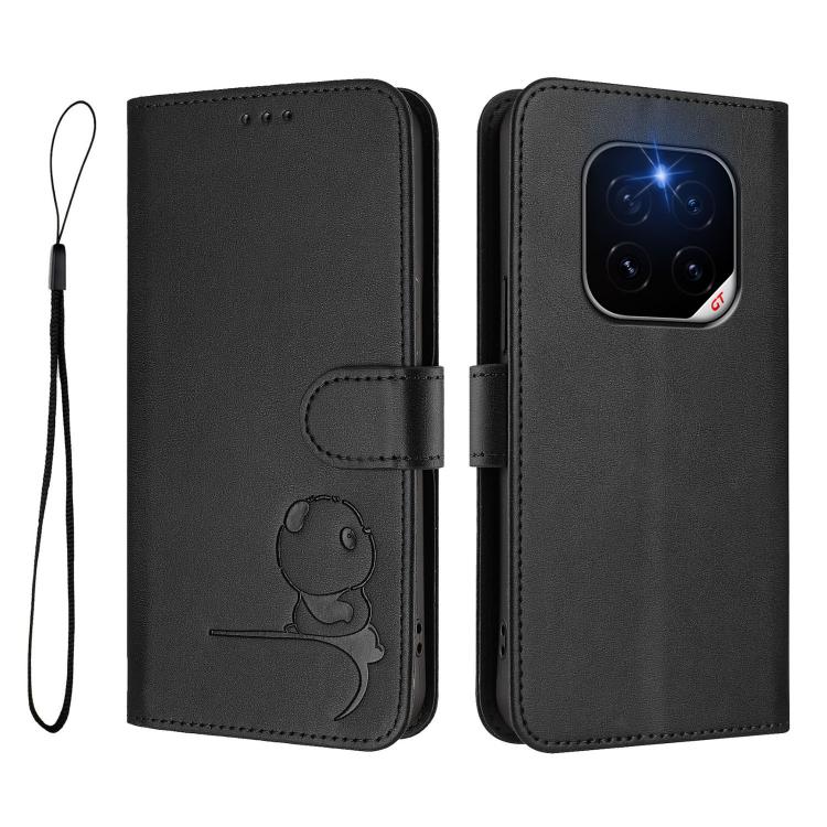 For Honor GT Pro Litter Panda Embossing RFID Leather Phone Case with Lanyard