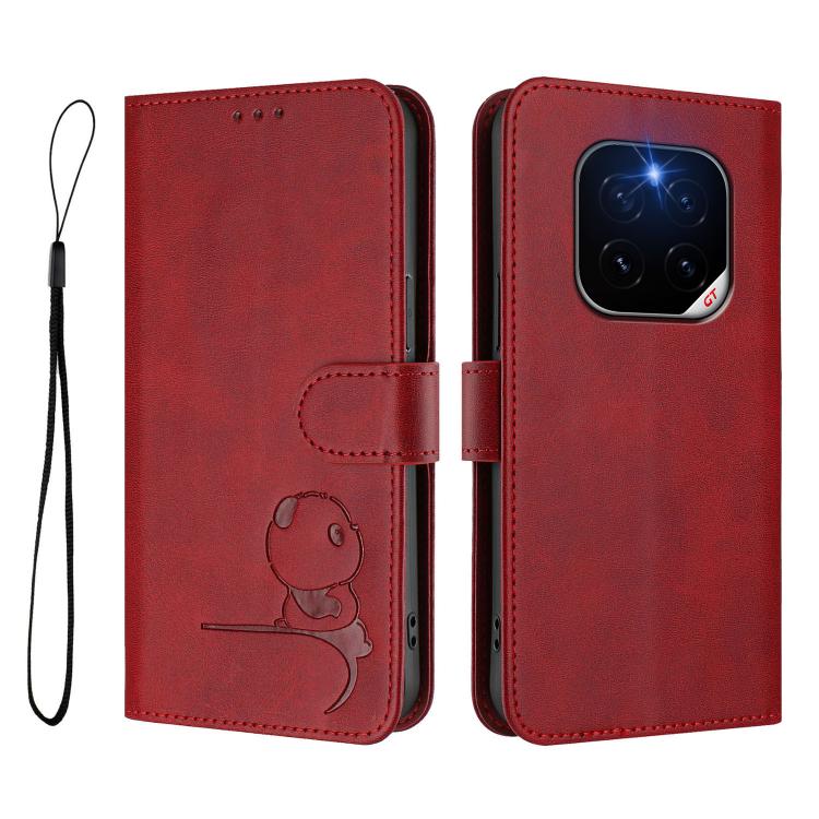 For Honor GT Pro Litter Panda Embossing RFID Leather Phone Case with Lanyard