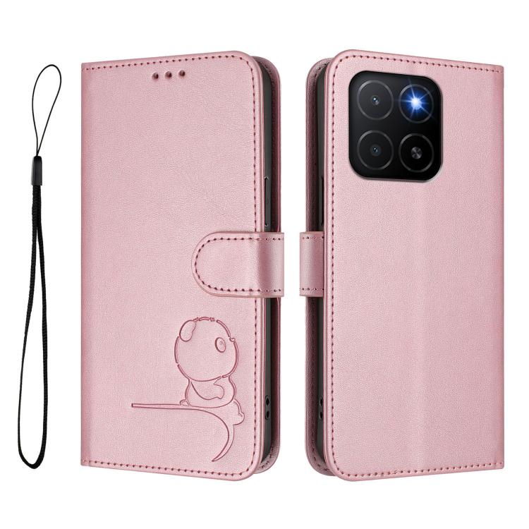 For Honor X5b / X5b Plus 4G Litter Panda Embossing RFID Leather Phone Case with Lanyard