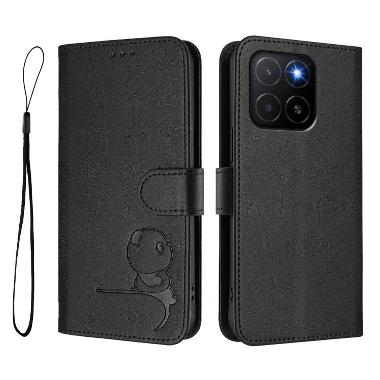 For Honor X5b / X5b Plus 4G Litter Panda Embossing RFID Leather Phone Case with Lanyard
