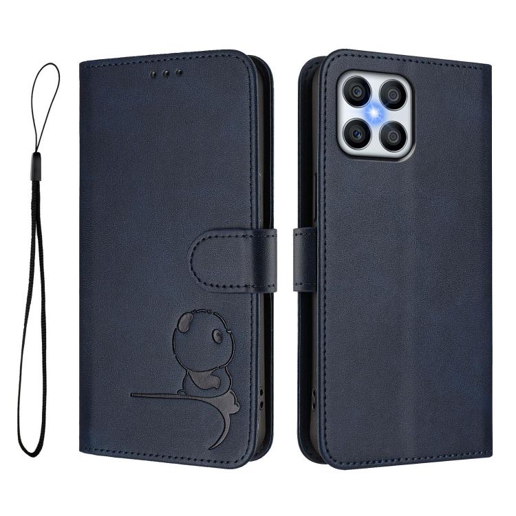 For Honor X8 4G / X30i / Play6T Pro Litter Panda Embossing RFID Leather Phone Case with Lanyard