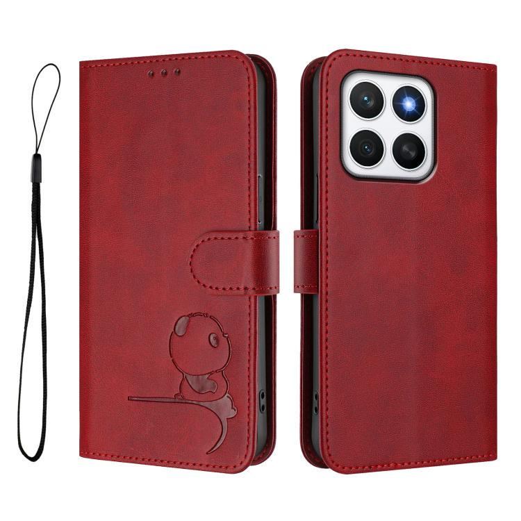 For Honor X8c 4G Litter Panda Embossing RFID Leather Phone Case with Lanyard
