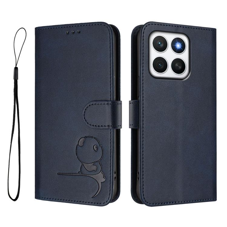 For Honor X8c 4G Litter Panda Embossing RFID Leather Phone Case with Lanyard