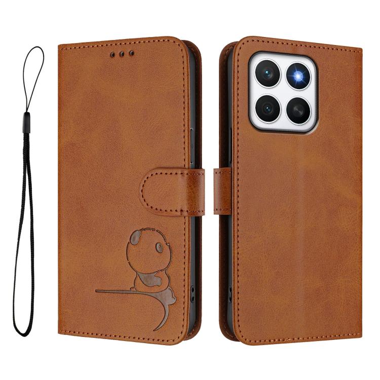 For Honor X8c 4G Litter Panda Embossing RFID Leather Phone Case with Lanyard