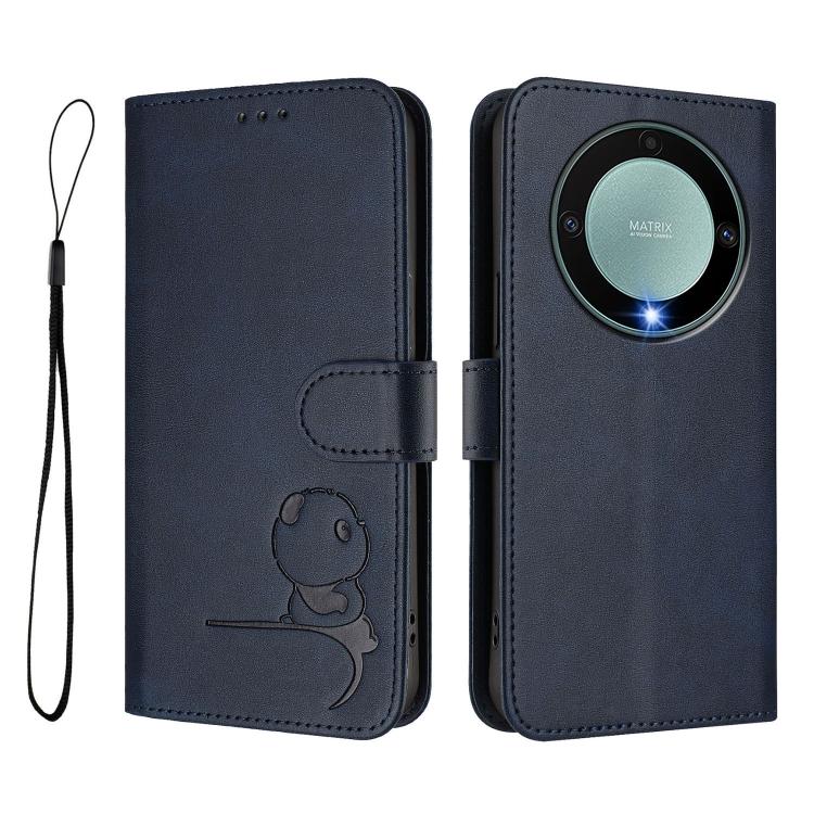 For Honor X9a / Magic5 Lite / X40 Litter Panda Embossing RFID Leather Phone Case with Lanyard