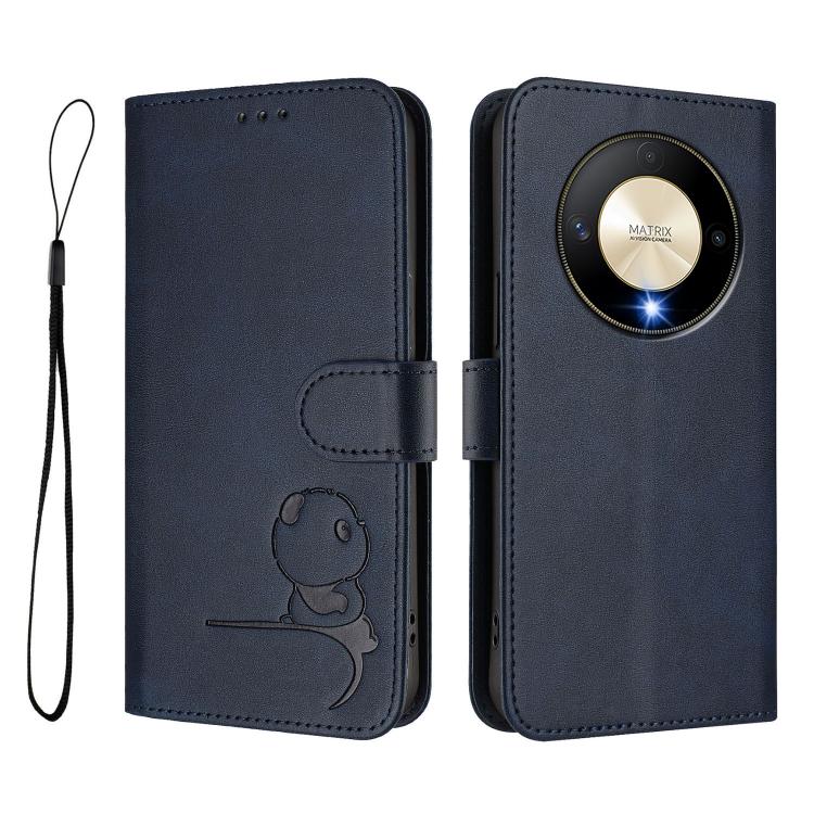 For Honor X9b / Magic6 Lite 5G Litter Panda Embossing RFID Leather Phone Case with Lanyard