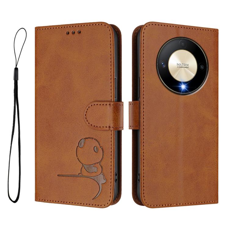 For Honor X9b / Magic6 Lite 5G Litter Panda Embossing RFID Leather Phone Case with Lanyard