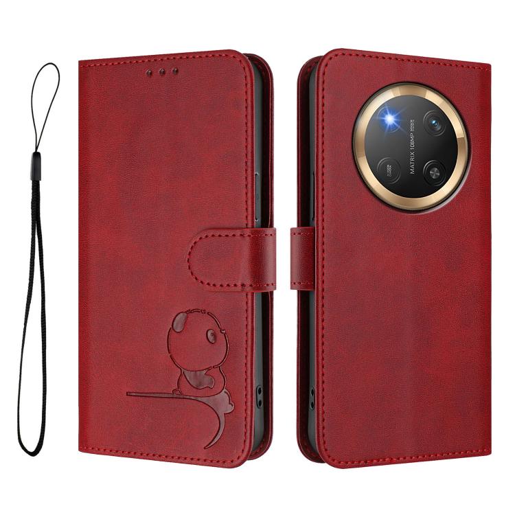 For Honor X9c / Magic7 Lite 5G Litter Panda Embossing RFID Leather Phone Case with Lanyard
