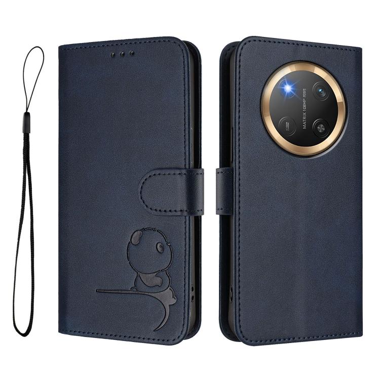 For Honor X9c / Magic7 Lite 5G Litter Panda Embossing RFID Leather Phone Case with Lanyard