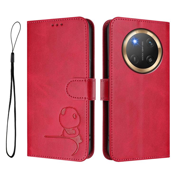 For Honor X9c / Magic7 Lite 5G Litter Panda Embossing RFID Leather Phone Case with Lanyard