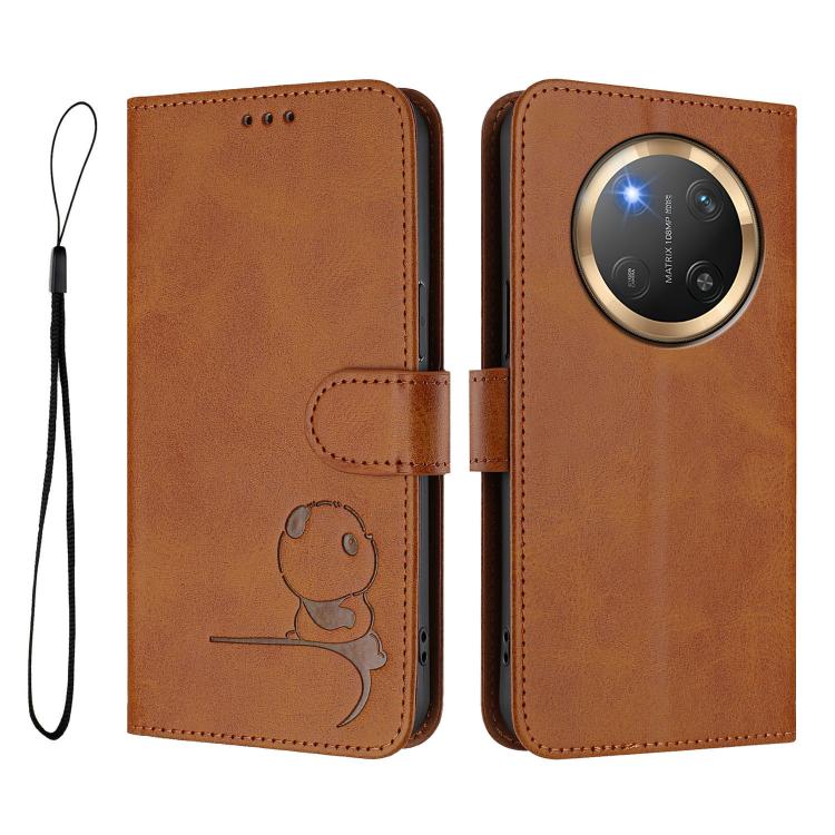 For Honor X9c / Magic7 Lite 5G Litter Panda Embossing RFID Leather Phone Case with Lanyard