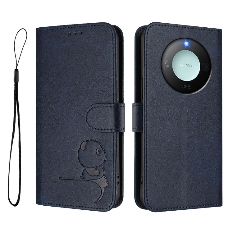 For Honor X9c Smart Litter Panda Embossing RFID Leather Phone Case with Lanyard