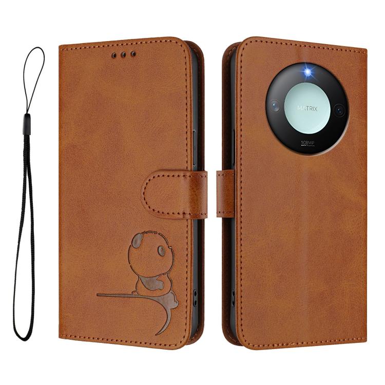 For Honor X9c Smart Litter Panda Embossing RFID Leather Phone Case with Lanyard
